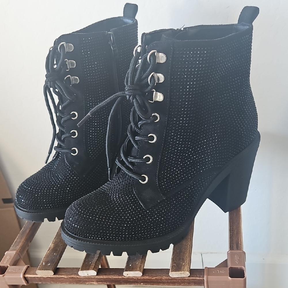 Torrid Black Lace Up Boots with Durable Design